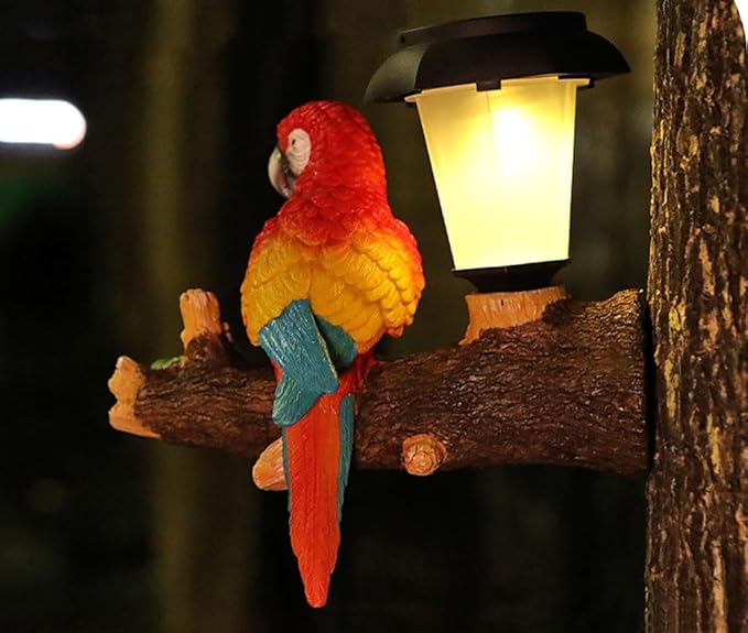 ParrotTree Hugger with Solar Lantern Outdoor Garden Hanging Statues Fence Solar Lights Ideal Parrot Housewarming&Birthday Gifts for Grandma Mom Women-Ruum Studio Home