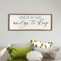 comurdyo Give It To God And Go to Sleep Sign 40''×15'' Master Bedroom Above Bed Wall Decor Wood Framed Couple Large Farmhouse Guest Room Rustic Simple Over Bedside Wall Art Hanging Decor (Wood)-Ruum Studio Home