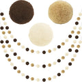 Jishi Pom Pom Garland Boho Party Decorations, 3-Pack Brown Khaki Beige Felt Ball Garland Cute Pastel Rainbow Pompom Strings, Christmas Birthday Wedding Rustic Boho Home Decor Supplies, Xmas Tree Decor-Ruum Studio Home