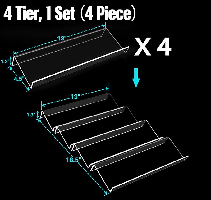 Antimbee Spice Drawer Organizer, 4 Tier- 4 Pack Acrylic Spice Rack Tray for Drawer, Expandable From 13" to 26" Kitchen Spice Rack Tray for Countertop Holds up 28 Spice Jars (Jars not Include)-Ruum Studio Home