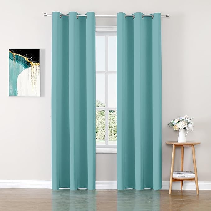 ChrisDowa Blackout Curtains 72 inches Long for Bedroom - 2 Panels Set Grommet Thermal Insulated Room Darkening Curtains for Living Room (Aqua, 42 x 72 Inch)-Ruum Studio Home
