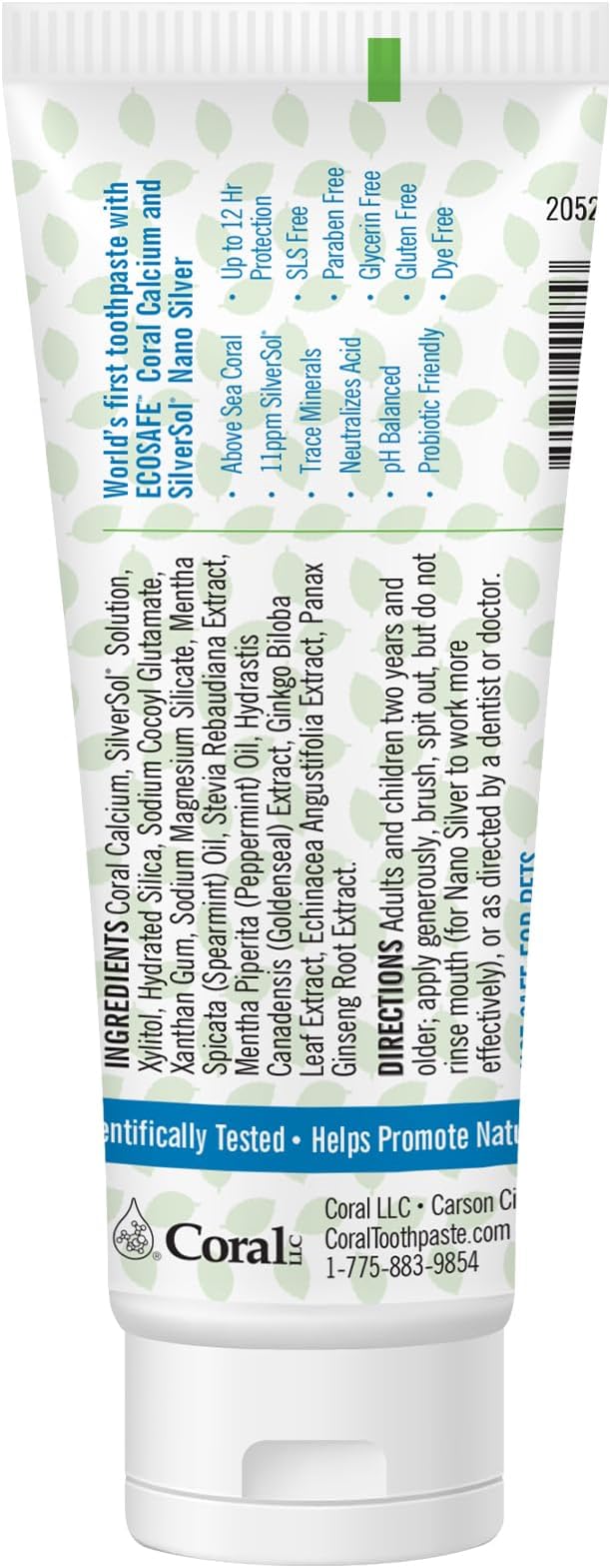 Coral Nano Silver Mint Toothpaste, Natural Fluoride Free Teeth Whitening Toothpaste, Coral Calcium Nano Silver Infused SLS Free - 4 Ounces-Ruum Studio Home