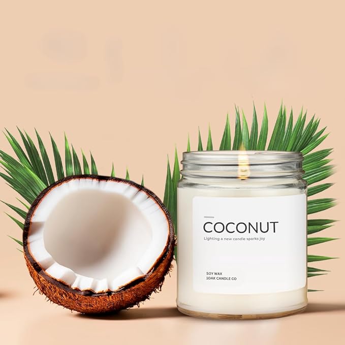 1OAK Soy Wax Scented Candle (Coconut) - Long Burning Premium Hand-Poured (7oz.)-Ruum Studio Home
