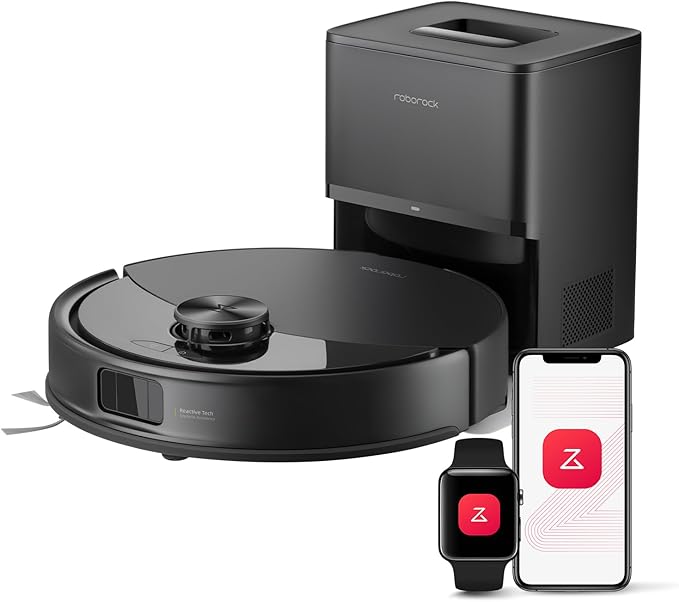 roborock Q10 S5+ Robot Vacuum and Mop with Self-Emptying, 10,000Pa Suction, Upgraded from Q8 max+, Obstacle Avoidance, Sonic Mopping, Dual Anti-Tangle Design, Auto Mop Lifting, Ideal for Pet Hair-Ruum Studio Home