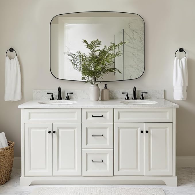 ANDY STAR Oval Mirrors for Bathroom, 30x48’’ Black Oval Mirror for Bathroom, Oblong Mirrors with Black Metal Frame Pill Shaped Mirror Wall Mounted Horizontal or Vertical-Ruum Studio Home