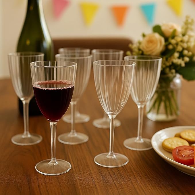 Oojami Elegant Plastic Champagne Flutes - 32 PCS, 7.8oz Disposable & Reusable Wine Glasses - Perfect for Home, Parties, Weddings, Birthdays & Celebrations (32, Clear)-Ruum Studio Home