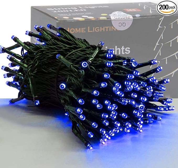 HOME LIGHTING 66ft Christmas Decorative Mini Lights, 200 LED Green Wire Fairy Starry String Lights Plug in, 8 Lighting Modes, for Indoor Outdoor Xmas Tree Wedding Party Decoration (Blue)-Ruum Studio Home