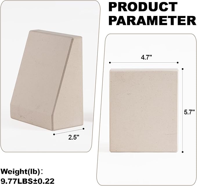 Book End, Natural Marble Bookend for Shelves, Non-Skid Bookends for Heavy Books, Heavy Duty Book Stopper for CDs and Oversized Books, Luxury Book Shelf Holder, Moleanos Beige-Ruum Studio Home