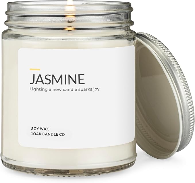 1OAK Jasmine Candle - Soy Wax Scented Candles (Jasmine) - Soy Candles for Home Scented - Long Burning Premium - Hand-Poured (7oz.)-Ruum Studio Home