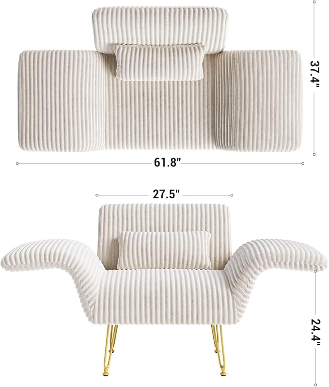 Txtin's Comfy Accent Chair Reading Chair for Bedroom Cozy Wing Arm Living Room Single Sofa Chair with Angle Adjustable Arms Beige Corduroy Easy Assembly-Ruum Studio Home