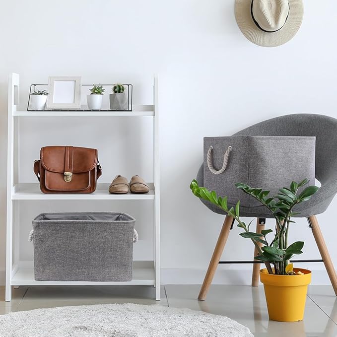TcaFmac Organization and Storage Basket for Organizing - Large 2 Pack 16x12x12 inch Fabric Storage Cubes, Collapsible Storage Bins for Shelves Closet Gift Cloth Toy Books Baby (Grey)-Ruum Studio Home