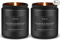 2 Pack Teakwood & Mahogany Candle | Scented Candles for Men, Man Gifts for Men - Masculine Candles - Soy Candle for Home Scented - 7oz Black Jar, Long Lasting-Ruum Studio Home