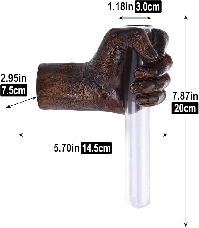 Vintage Wall Sculptures, Hand Vases Home Decor, Wall Mount Art Sculpture, Unique Wall Art Statue, Funky Flower Vase Decorations, Modern Eclectic Hanging Decor,Glass Test Tube Vase-Ruum Studio Home