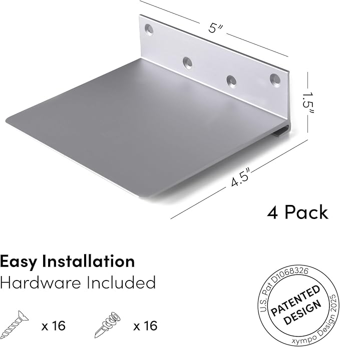 Floating Invisible Bookshelf Wall Mounted (Set of 4) - Aluminum - Turn Books into Floating Shelves-Ruum Studio Home
