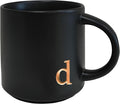 COLLECTIVE HOME - Black Monogram Ceramic Mugs, 15 oz Golden Initial Coffee Cups, Elegant Alphabet Tea Mugs, Personalized Halloween Mug with Gift Box, Perfect for Office and Home Décor (d)-Ruum Studio Home
