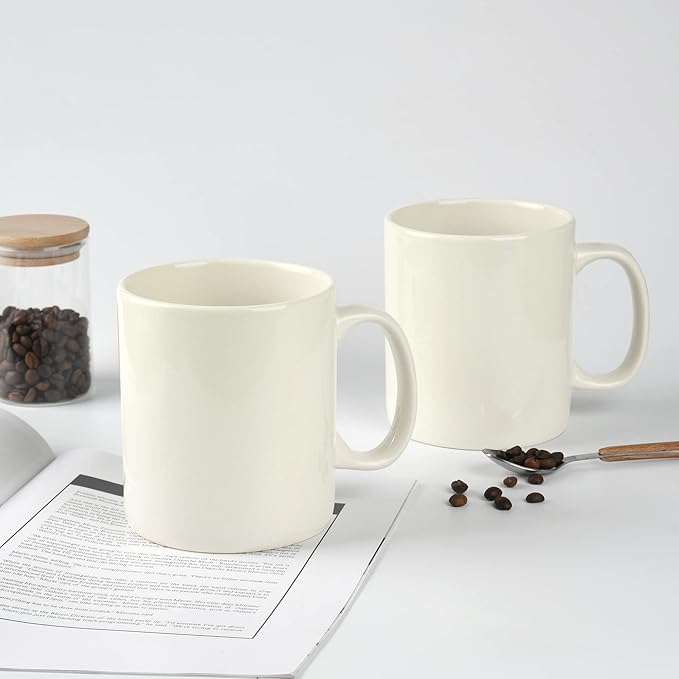 30oz Super Large Ceramic Coffee Mugs Large Handles Set of 2 (Cream)-Ruum Studio Home