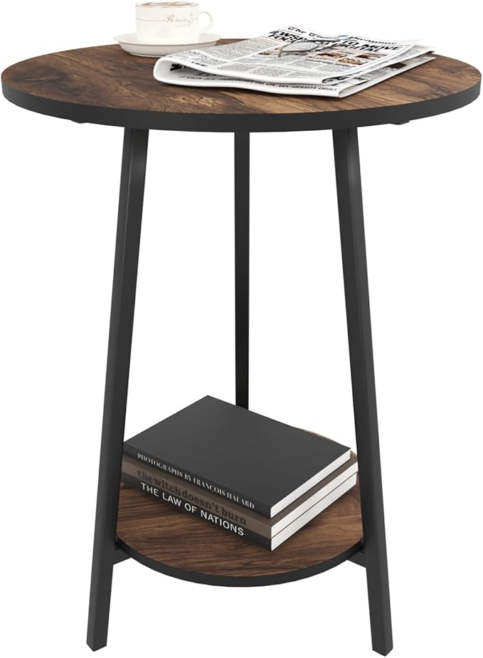 Side Table - Rustic End Couch Tables - Waterproof Metal Frame, Scratch-Resistant - Vintage Wood Color Tables for Sofa Living Room Bedroom Bedside Coffee Small Spaces-Ruum Studio Home