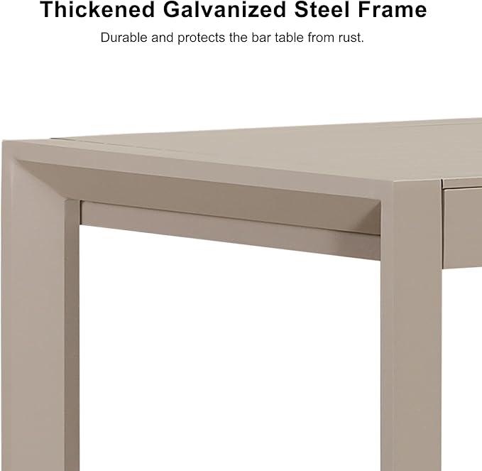 PURPLE LEAF 39.1'' Rectangle Outdoor Patio Counter Height Dining Table, Durable Aluminum Bar Height Pub Table for Counter Bar Stool, Water-Proof Tall Dining Table with Sturdy Legs, Champagne-Ruum Studio Home