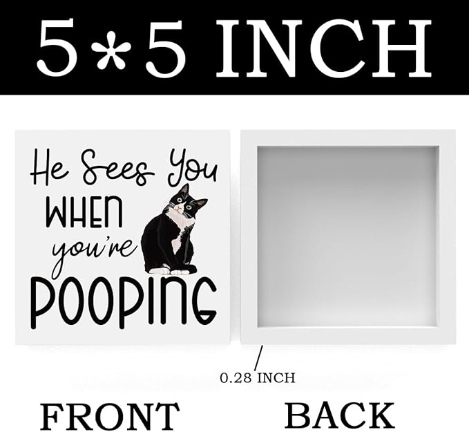 Funny Bathroom Decor Are You Pooping Cat Sign Funny Bathroom Toilet Table Decoration Funny Cat Gifts Bathroom Wall Decor Cat Gifts for Women Gifts for Cat Lovers, Bathroom Wooden Box Sign Decor-Ruum Studio Home