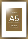 Homeforia A5 Picture Frame Bronze, High End Metal 5.8 x 8.3 Frame Matted to 4.1 x 5.8 Photo, A5 Frame with Mat A6 Art, 5.8x8.3 Poster Frames, 8.3x5.8 Display Frames, Tempered Glass, Wall Kit, Set of 1-Ruum Studio Home
