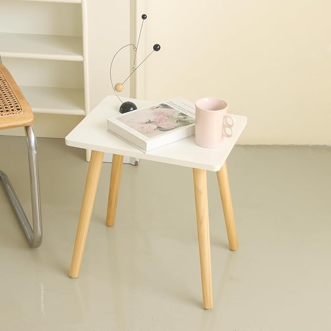 AWASEN Side Table, Small End Accent Table for Living Room Bedroom Office Small Spaces, Modern White Side Table Nightstand with Solid Wood, Easy Assembly, (White)-Ruum Studio Home