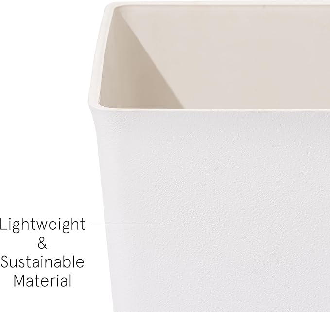 LA Jolie Muse 30 inch Tall White Planters Set of 2,Indoor/Outdoor Rectanglar Large Planters,V Shaped Taper Planters for Front Door.-Ruum Studio Home