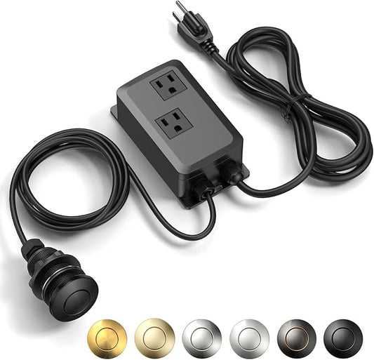 Garbage Disposal Air Switch Kit -Professional- Dual Outlet, Sink Top Waste Disposer On/Off, Garbage Disposal Button, Brass Made Cover, UL Listed-Ruum Studio Home