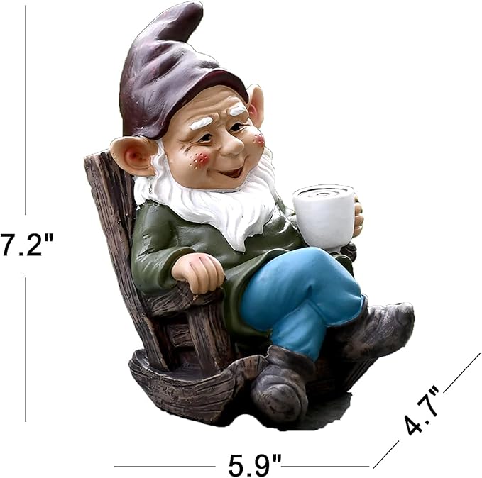 OwMell Drinking Coffee Garden Gnome Statue Decoration 7.3" Figurine Ornament for Indoor Outdoor Home Patio Yard Lawn - Coffee-Ruum Studio Home
