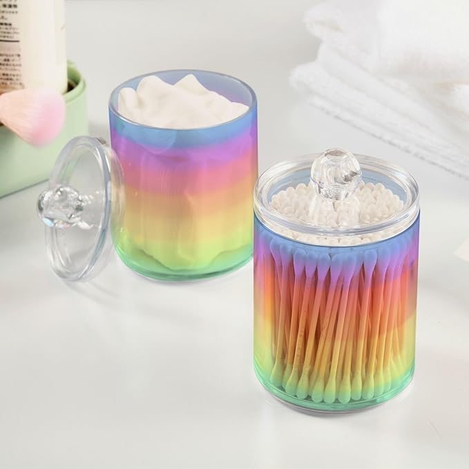 Rainbow Pastel 2PC Airtight Transparent Plastic Storage Jar Food Storage Container Plastic for Food Herbs Tea etc with Storage Lid easy to use and clean With lid Easy To Use-Ruum Studio Home