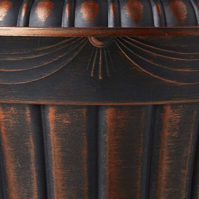 PL00CP Classic Traditional Plastic Urn Planter, 16" x 18", Brushed Copper-Ruum Studio Home