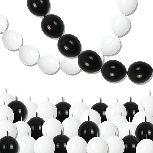 Black and White Quick Link Balloons, 100PCS Latex Linking Balloons for Making Balloon Wall Balloon Arch Balloon Chains and Wedding Birthday Baby Shower Engagement Graduation Party Decorations (6inch)-Ruum Studio Home