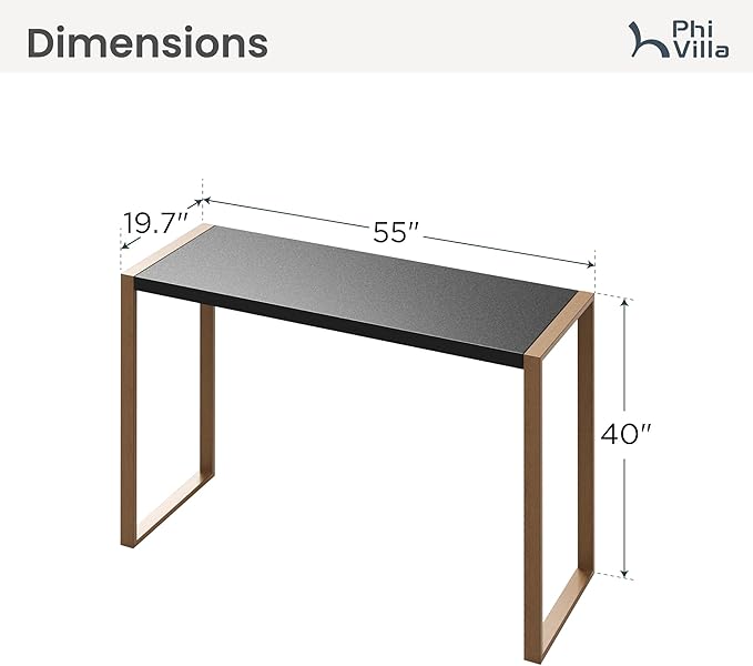 PHI VILLA Outdoor Bar Table for 2-4 Person - 55" W x 40" H Bar Height Patio Bistro Table with Stone Texture Top & Adjustable Non-Scratch Feet for Garden, Backyard, Poolside, Balcony, Patio Dining-Ruum Studio Home