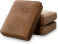 PrinceDeco Super Soft Couch Cushion Covers for Sectional Couch, Velvet Sofa Slipcover for Cushion Sofa pet Friendly with Elastic Bottom(Each Width Up to 29.5", Camel)-Ruum Studio Home