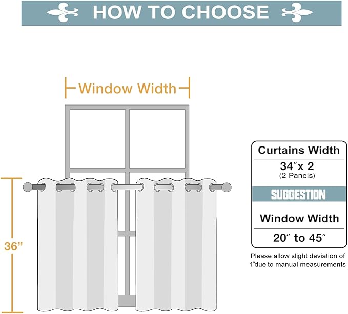 ChrisDowa Small Window Curtains for Kitchen and Bedroom - Grommet Short Thermal Insulated Room Darkening Curtains (2 Panels, Beige, 34 x 36 Inch)-Ruum Studio Home