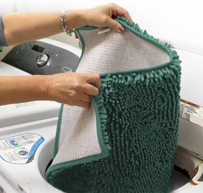 Muddy Mat® 4-Piece Seafoam Green Medium 30"X19" AS-SEEN-ON-TV Highly Absorbent Microfiber Door Mat, Bath Mat and Pet Rug, Non Slip Thick Washable, Soft Chenille for Kitchen Bedroom Indoor and Outdoor-Ruum Studio Home