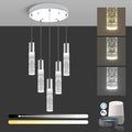 OKELI Smart Dimmable LED 5-Light Pendant Light for Kitchen Island, 18W 1350LM Modern Bubble Crystal Island Light Fixture with TUYA App & Voice Control, Adjustable 3000K-6000K, Electro-Chrome-Ruum Studio Home