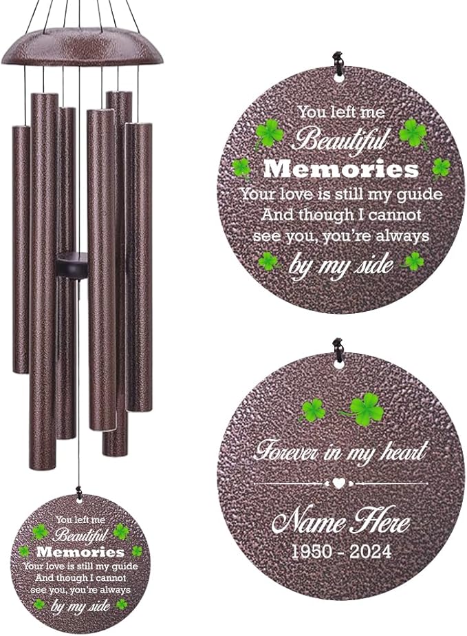 Personalized Memorial Wind Chime, Sympathy Wind Chimes for Loss of Loved One, Bereavement & in Memory Wind Chimes, Sympathy Gifts in Memory of Father, Mother or a Loved One-Ruum Studio Home