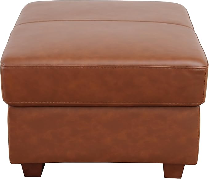 Ottoman Rectangular Storage Ottoman Bench, Genuine Cow Leather Footrest, Coffee Table, Stool Footstool with Hinged Lid for Living Room, Bedroom, Entryway, Brown, 36.5"x28"x18.5"-Ruum Studio Home