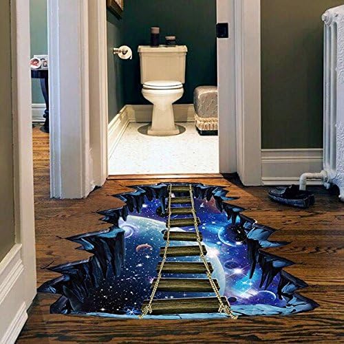 Quanhaigou Blue Galaxy Bridge Wall Sticker,3D Outer Space Decorations Decal for Home Decor Kids Bedroom Large-Ruum Studio Home