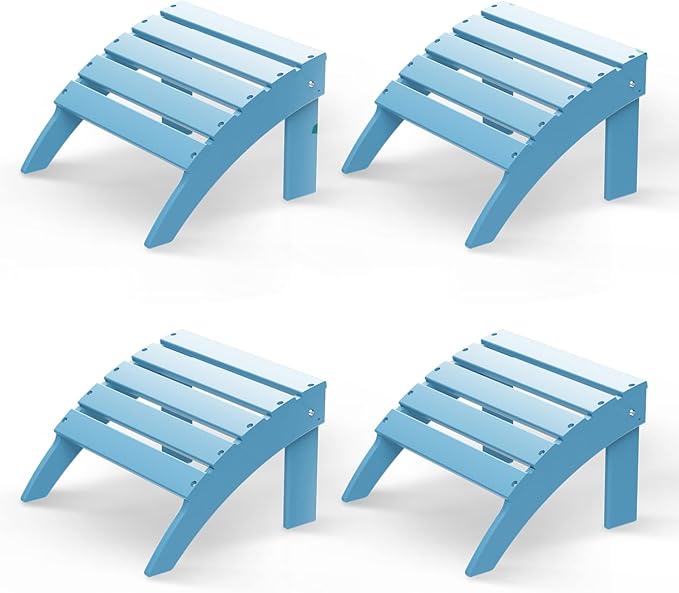 GREENVINES Adirondack-Ottoman | Set of 4 | HDPE Plastic | Outdoor Footrest | All Weather | Foot Rest | Foot Stool | Arctic | for Adirondack Chair | for Patio Backyard Pool-Ruum Studio Home