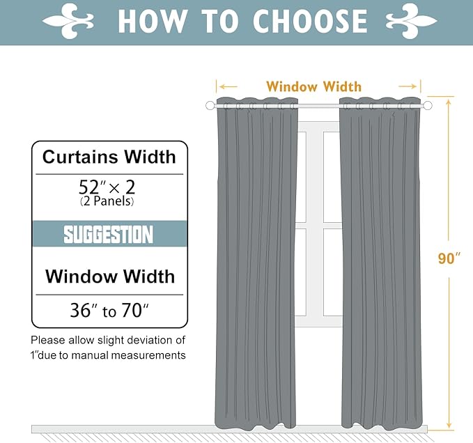 ChrisDowa Blackout Curtains 90 Inches Long 2 Panels Set for Living Room, Grommet Thermal Insulated Room Darkening Curtains for Bedroom (Stone Blue, 52 x 90 Inch)-Ruum Studio Home