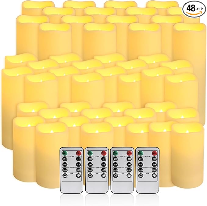 48-Pack LED Flameless Candles with Remote Control - Perfect for Home, Parties, and Special Occasions - Create a Magical Ambiance Effortlessly(Three Sizes)-Ruum Studio Home