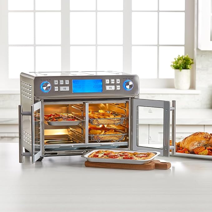 Emeril Lagasse Dual Zone 360 Air Fryer Oven Combo with French Door, 25 QT Extra Large, Cook Two Foods in Different Ways, Up to 60% Faster from Frozen to Finish-Ruum Studio Home