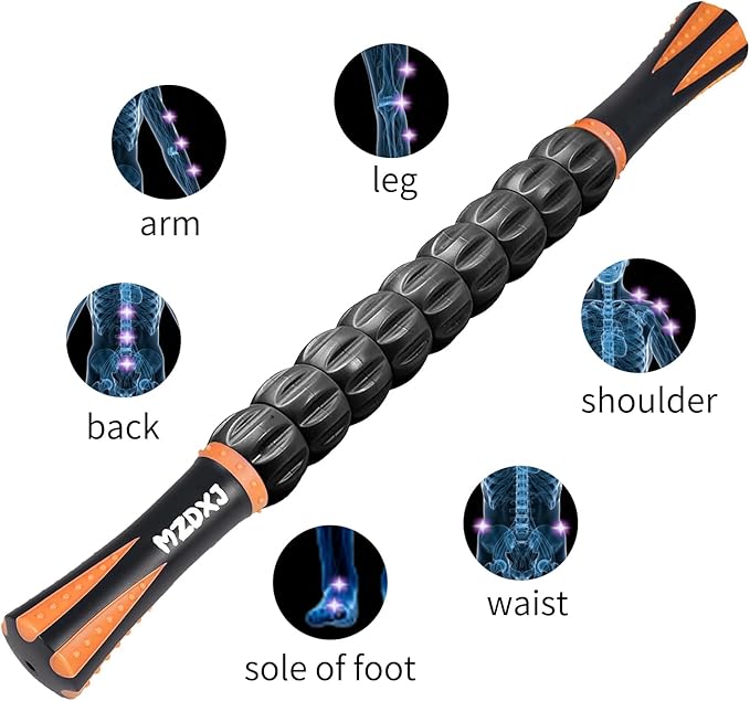 Muscle Roller Stick for Athletes -Roller Massager for Myofascial Pain Relief - Handheld Physical Therapy & Recovery Tool(Orange black-18 inch)-Ruum Studio Home