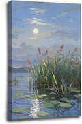Landscape poster artwork art poster natural landscape painting reed marsh under the moonlight suitable for living room bedroom home wall-Ruum Studio Home