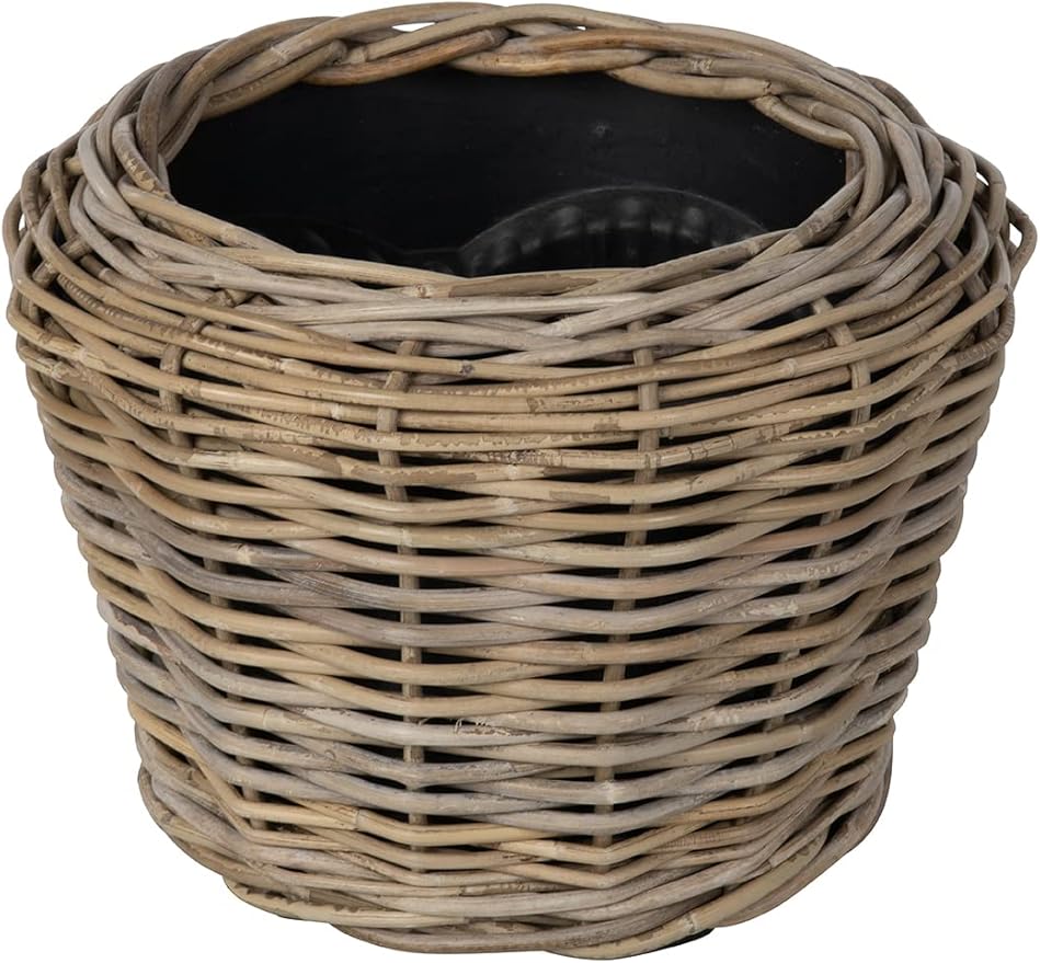 Rattan Kobo Indoor Outdoor Planter Basket with Plastic Pot Small 25-Gallon Soil Capacity-Ruum Studio Home