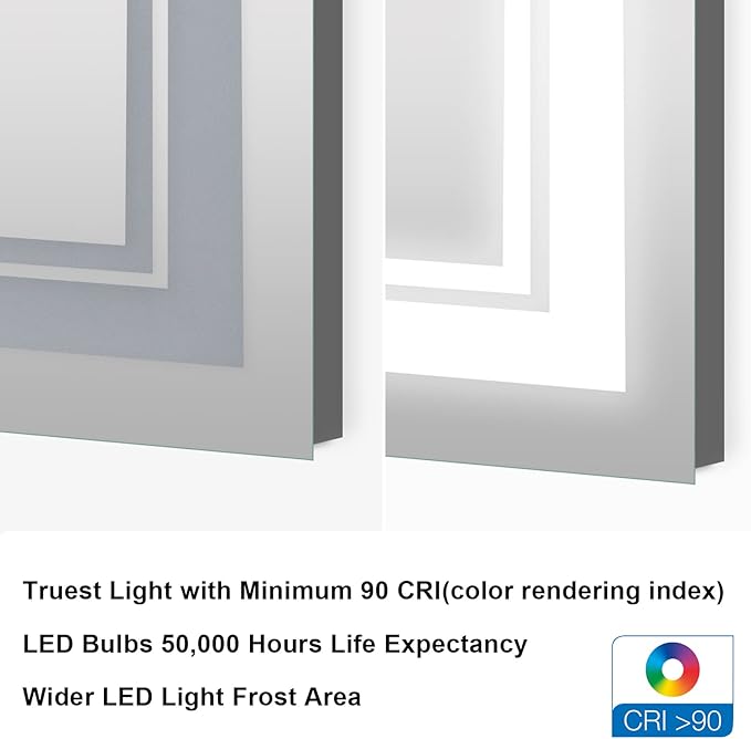 WELLFOR LED Bathroom Vanity Mirror 24 x 32 Inch, Lighted Anti-Fog Dimmable Mirror, IP44 Waterproof Wall Mounted Makeup Mirror, Packed with US Standard Plug and Touch Switch, (Horizontal/Vertical)-Ruum Studio Home