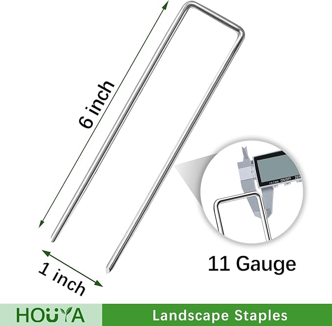 500 Pack Landscape Staples 6 Inch 11 Gauge Garden Stakes Galvanized Garden Staples Pins Anti-Rust Ground Stakes for Weed Barrier, Irrigation Tubing, Yard Lawn and Landscape Fabric-Ruum Studio Home