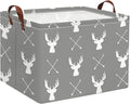 HIYAGON Baby Basket Cute Toy Bin for Boys and Girls Kids Storage Bin Organizer Box Gift Basket Empty Rectangular Deer Room Decor for Home(Grey deers)-Ruum Studio Home