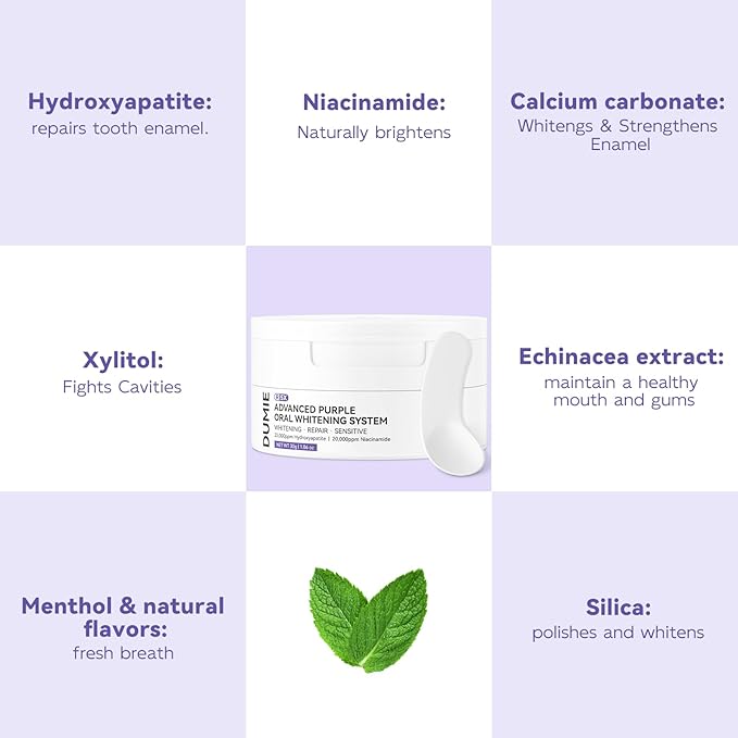 Teeth Whitening Powder,Remineralizing Hydroxyapatite Tooth Powder with Niacinamide,R5X Purple Color Corrector for Instant Brightening, Enamel Repair & Long-Lasting Natural White-30g-Ruum Studio Home